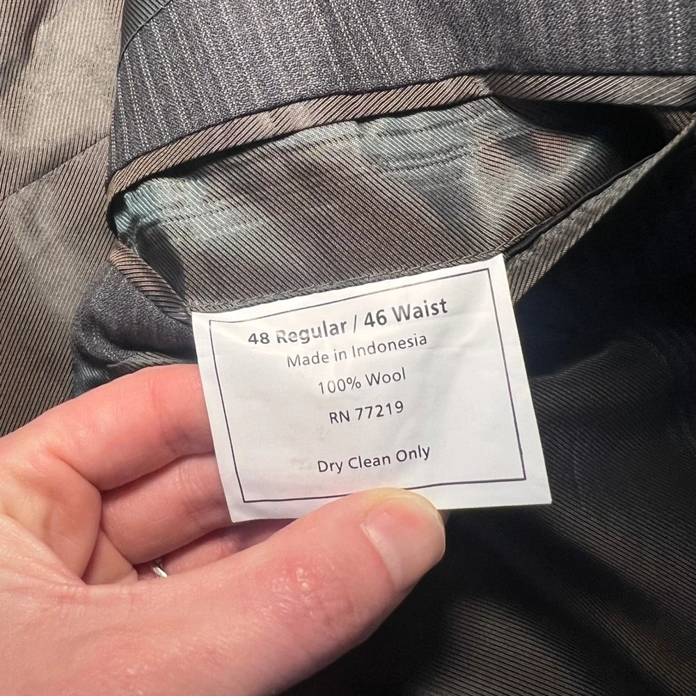 Pronto Uomo Blazer Mens 48R 100% Wool Sport Coat Gray Pinstripe Classic Business